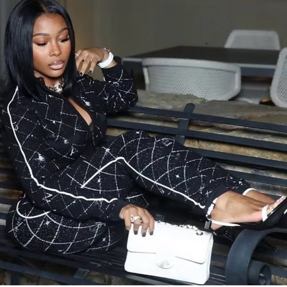 New  Black Geometric Jumpsuit size S